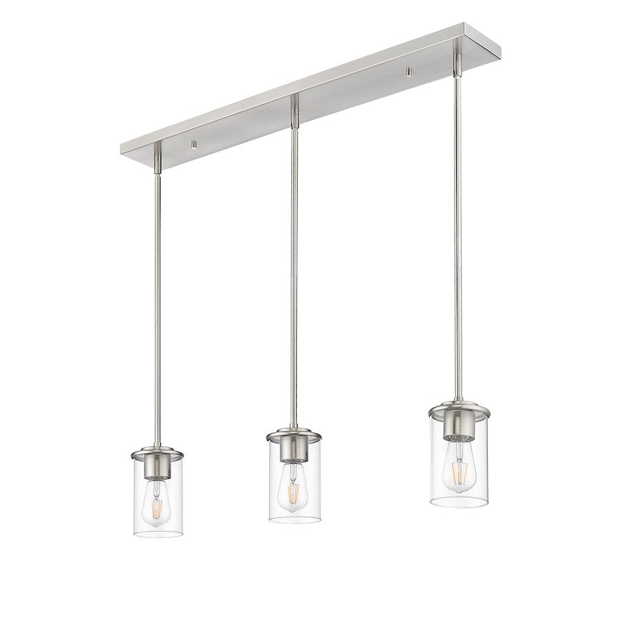 3 Light Pendant, Brushed Nickel
