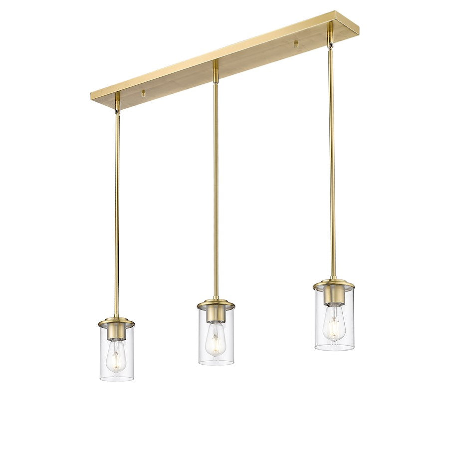 3 Light Pendant, Luxe Gold/Clear