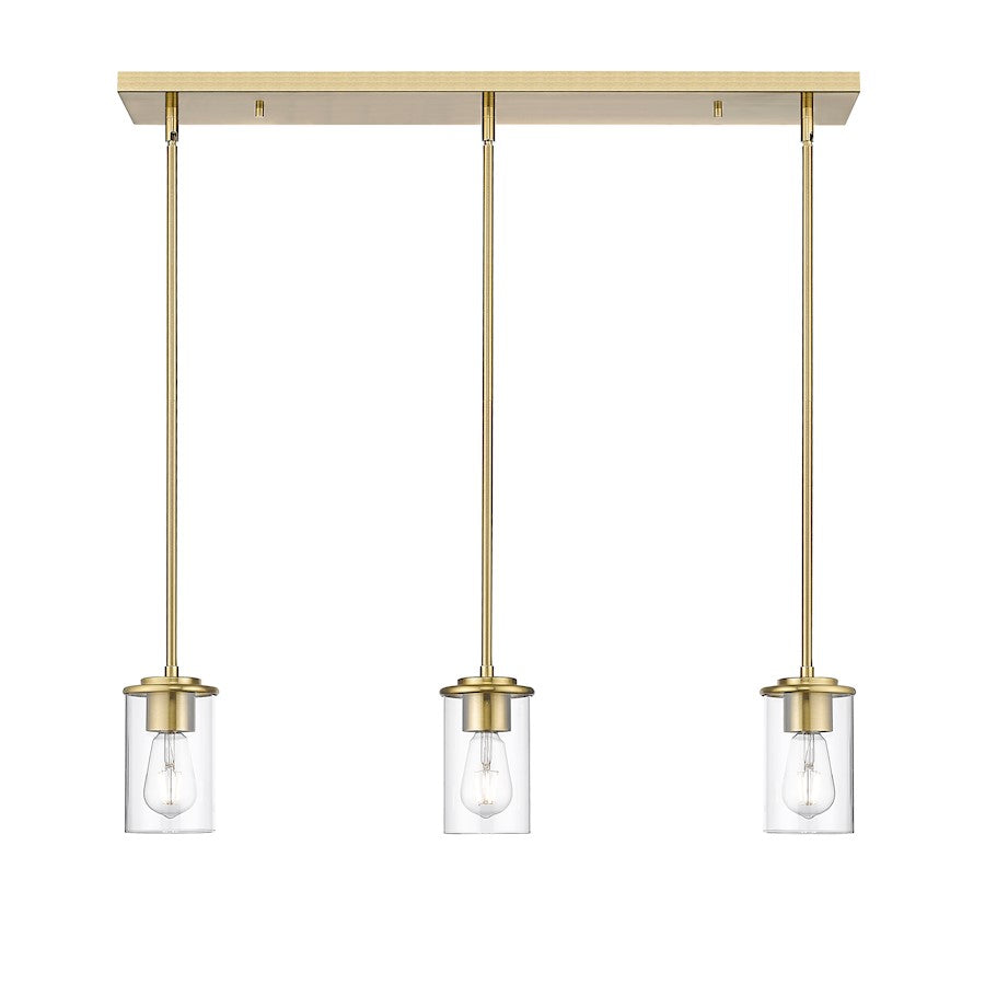 3 Light Pendant, Luxe Gold/Clear