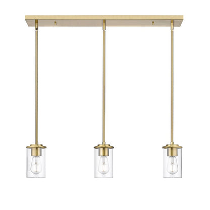 3 Light Pendant, Luxe Gold/Clear