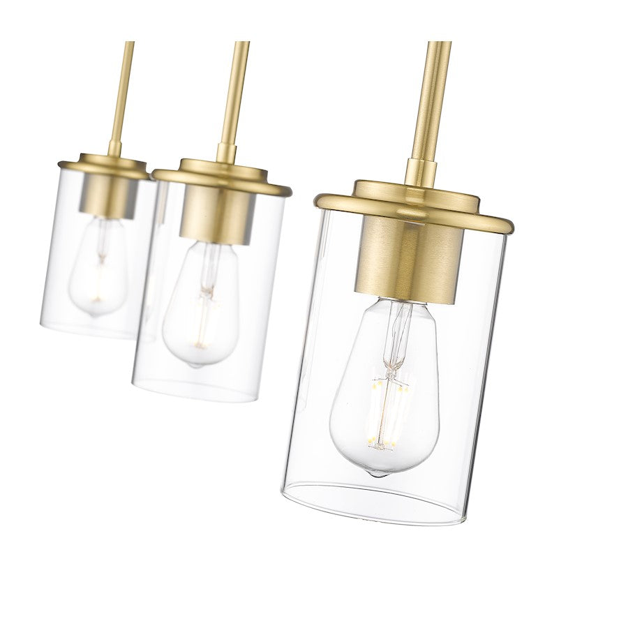 3 Light Pendant, Luxe Gold/Clear