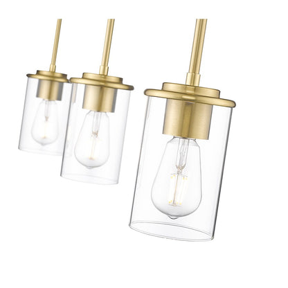 3 Light Pendant, Luxe Gold/Clear