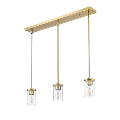 3 Light Pendant, Luxe Gold/Clear