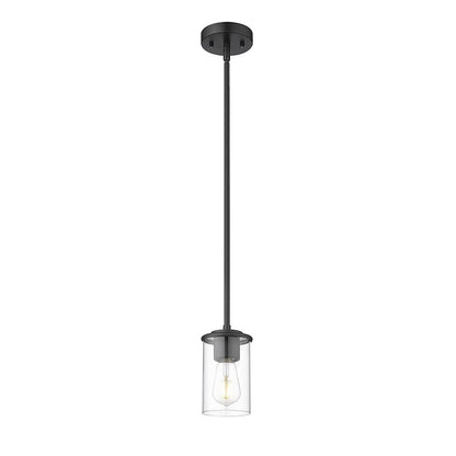 1 Light Pendant, Matte Black/Clear