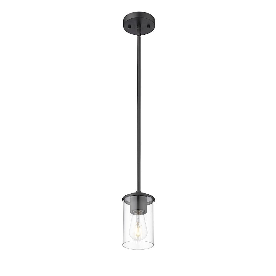 1 Light Pendant, Matte Black/Clear