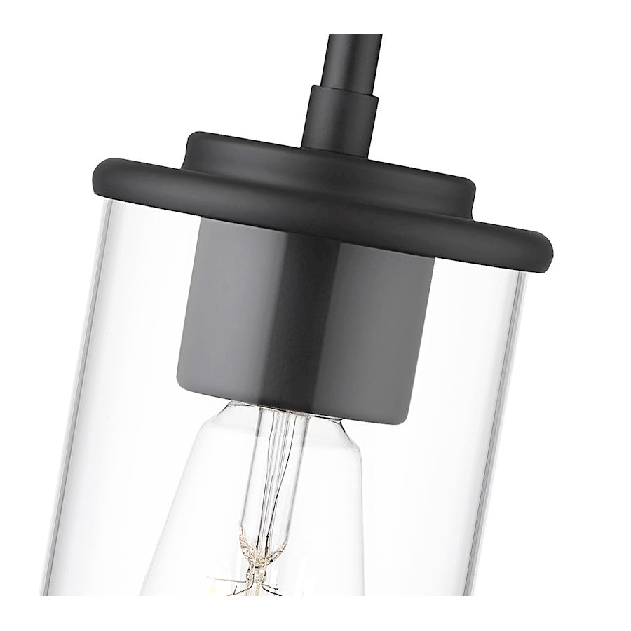 1 Light Pendant, Matte Black/Clear