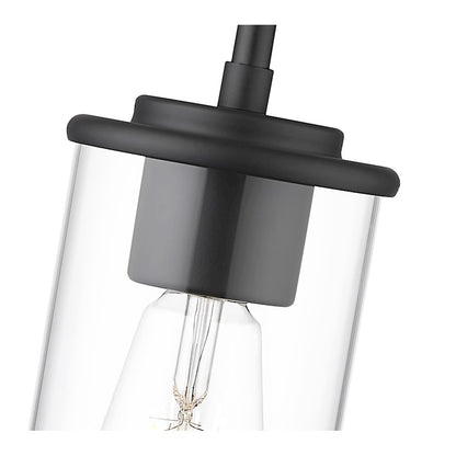 1 Light Pendant, Matte Black/Clear