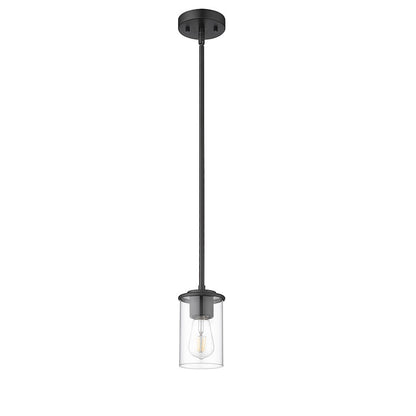 1 Light Pendant, Matte Black/Clear