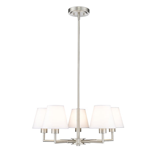 Z-Lite Leila 5 Light 26" Chandelier, Brushed Nickel/White Linen - 744-26R-BN