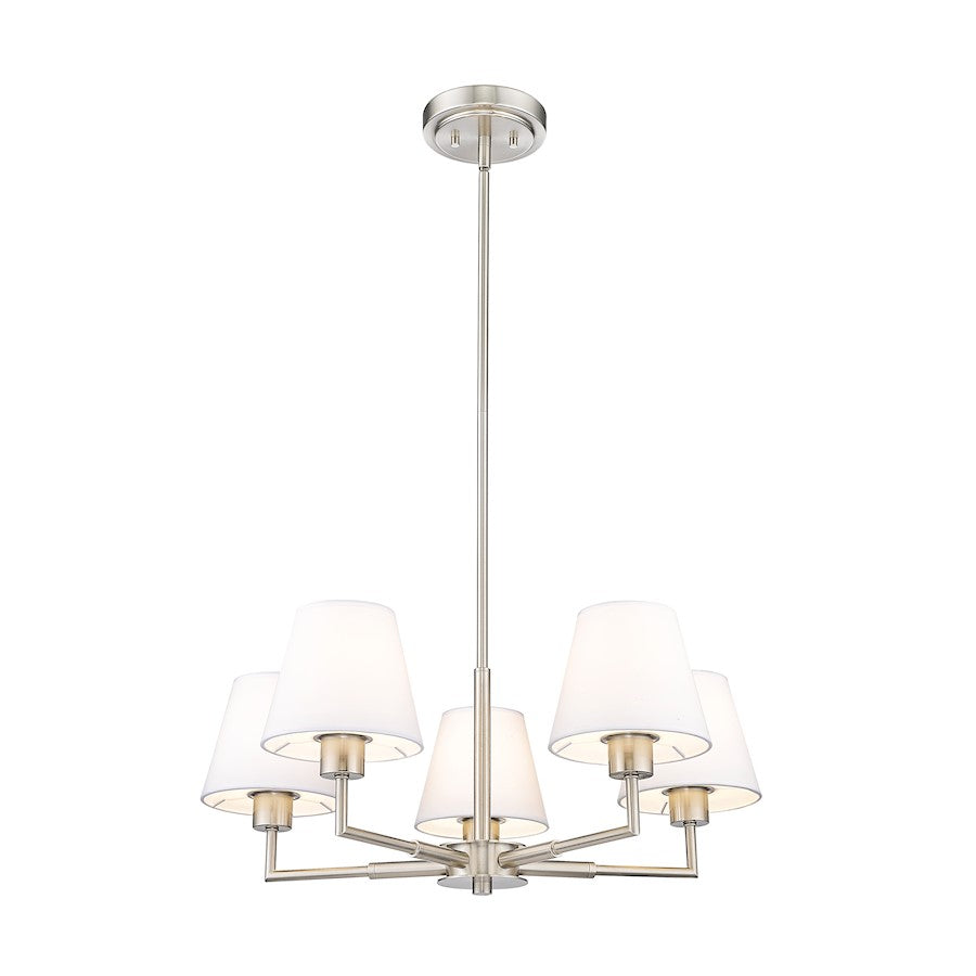 5 Light 26" Chandelier, Brushed Nickel