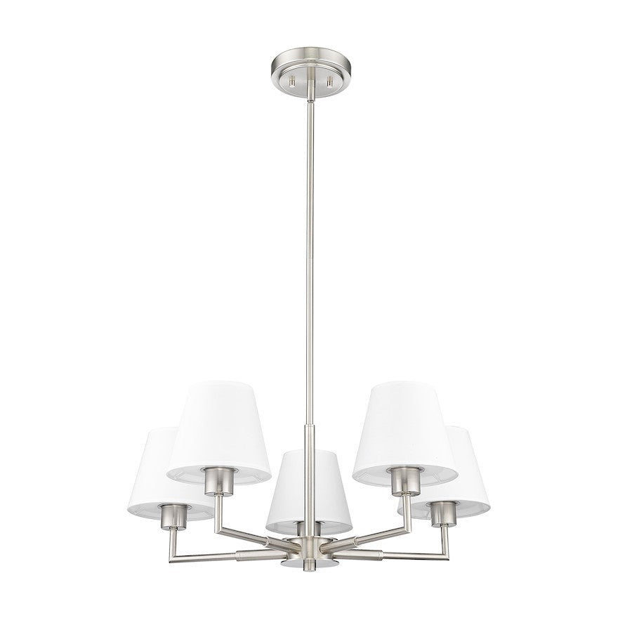 5 Light 26" Chandelier, Brushed Nickel