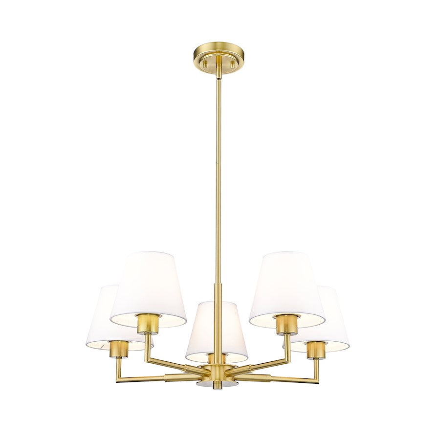 5 Light 26" Chandelier, Luxe Gold