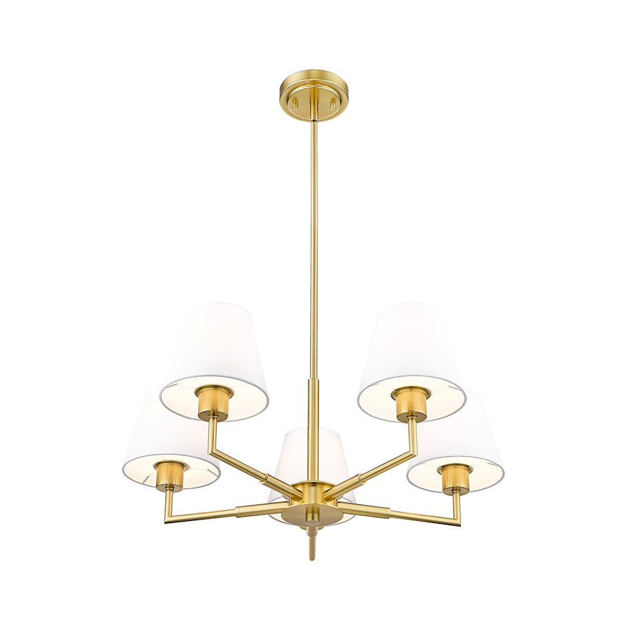5 Light 26" Chandelier, Luxe Gold