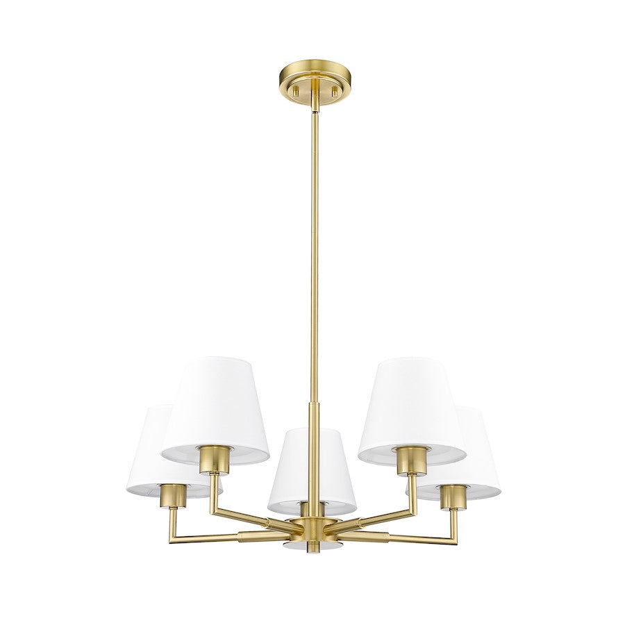 5 Light 26" Chandelier, Luxe Gold