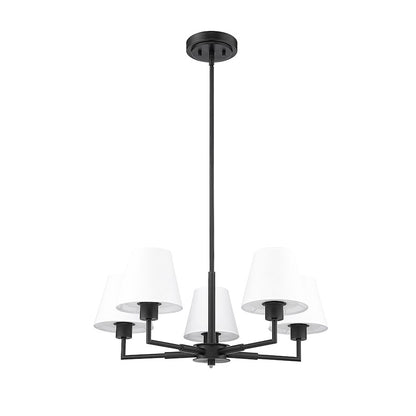 5 Light 26" Chandelier, Matte Black