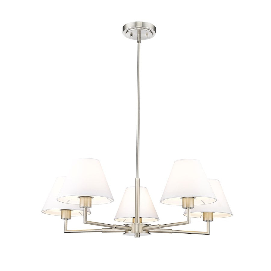 5 Light 34" Chandelier, Brushed Nickel