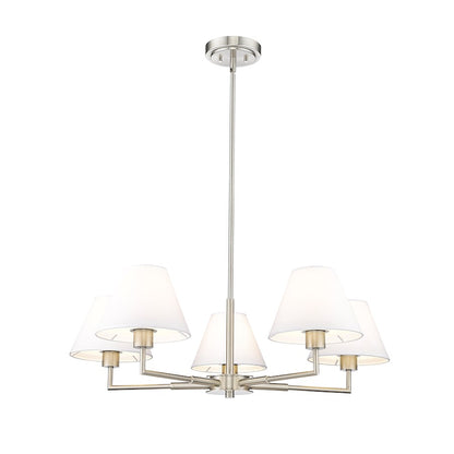 5 Light 34" Chandelier, Brushed Nickel