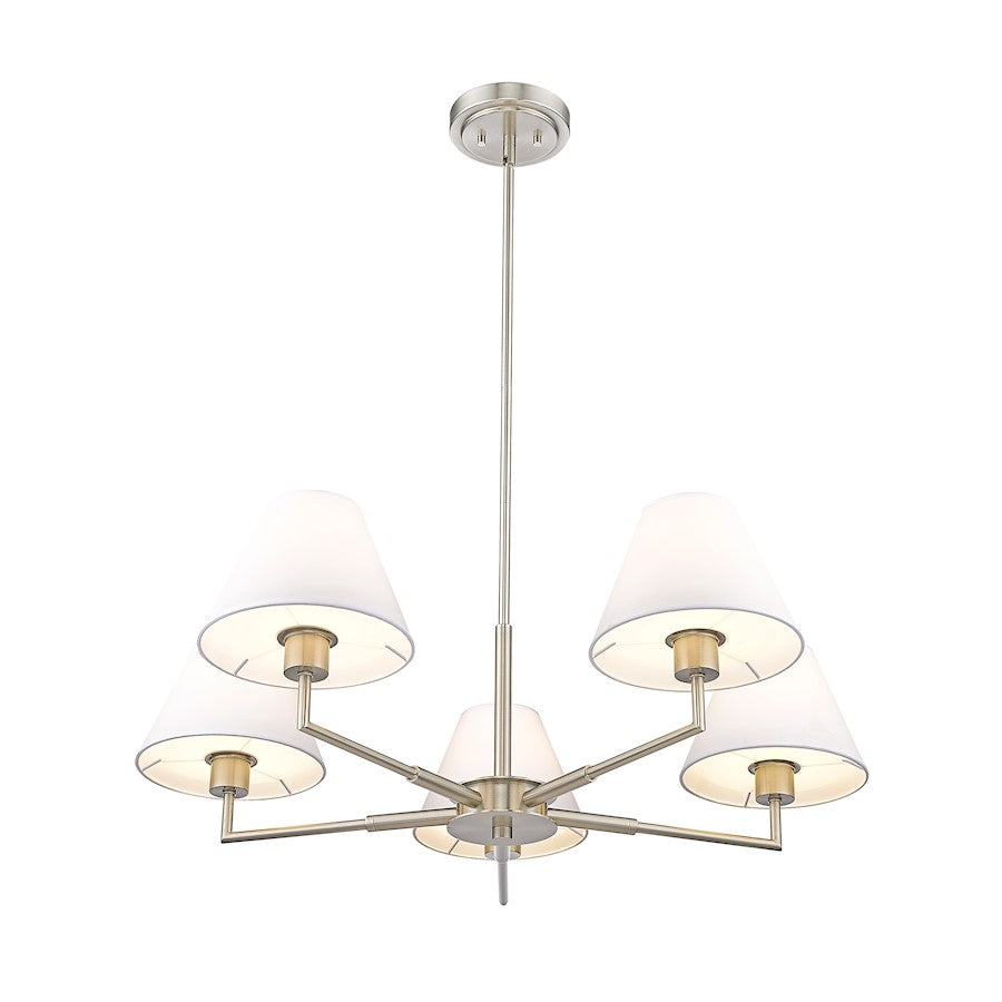 5 Light 34" Chandelier, Brushed Nickel