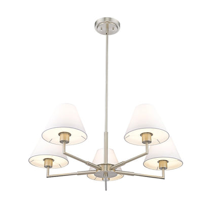 5 Light 34" Chandelier, Brushed Nickel