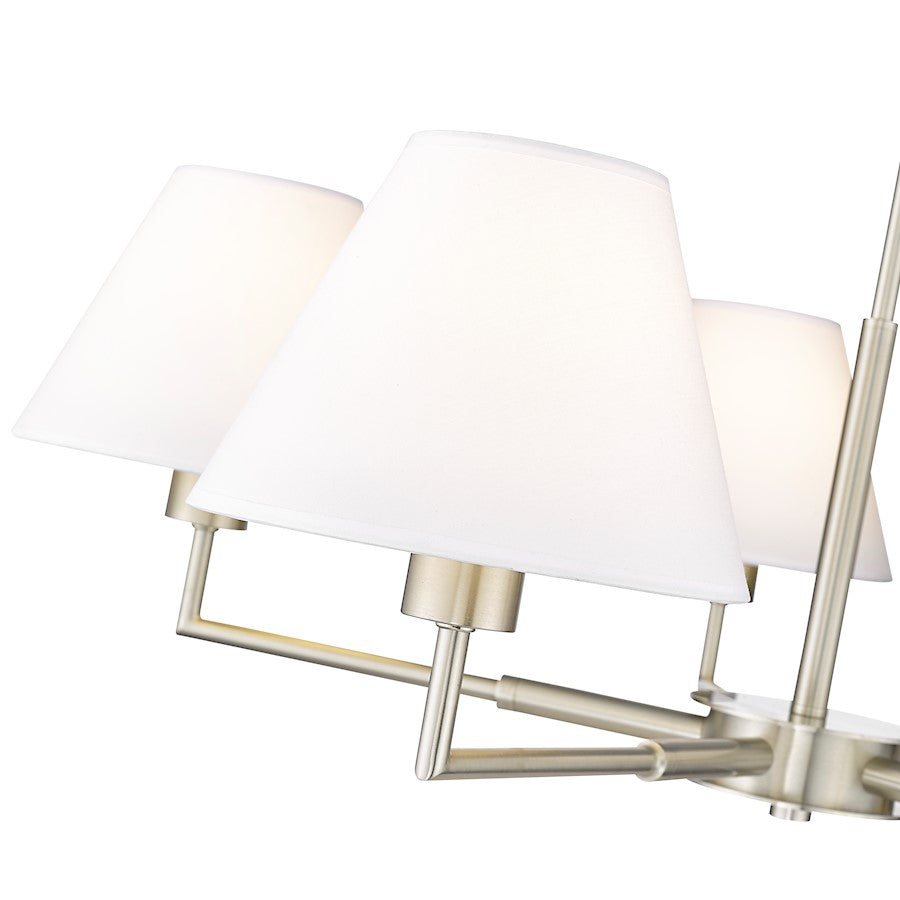 5 Light 34" Chandelier, Brushed Nickel