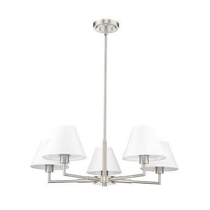5 Light 34" Chandelier, Brushed Nickel