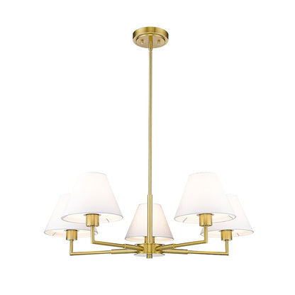 5 Light 34" Chandelier, Luxe Gold