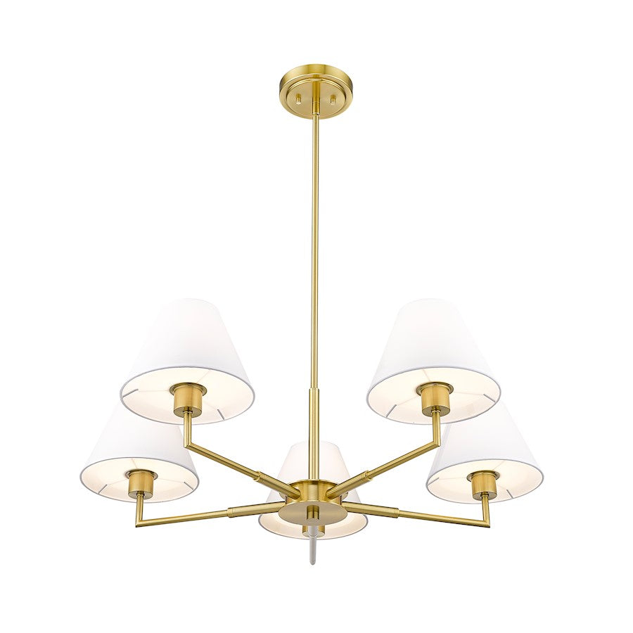 5 Light 34" Chandelier, Luxe Gold