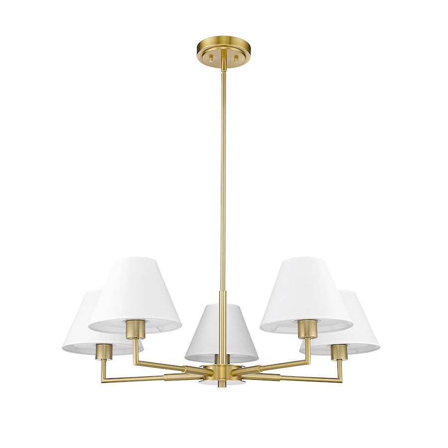 5 Light 34" Chandelier, Luxe Gold