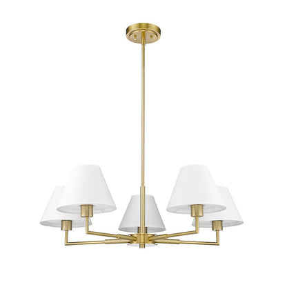 5 Light 34" Chandelier, Luxe Gold
