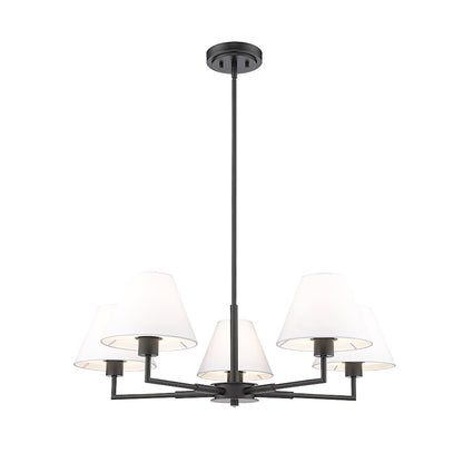 5 Light 34" Chandelier, Matte Black
