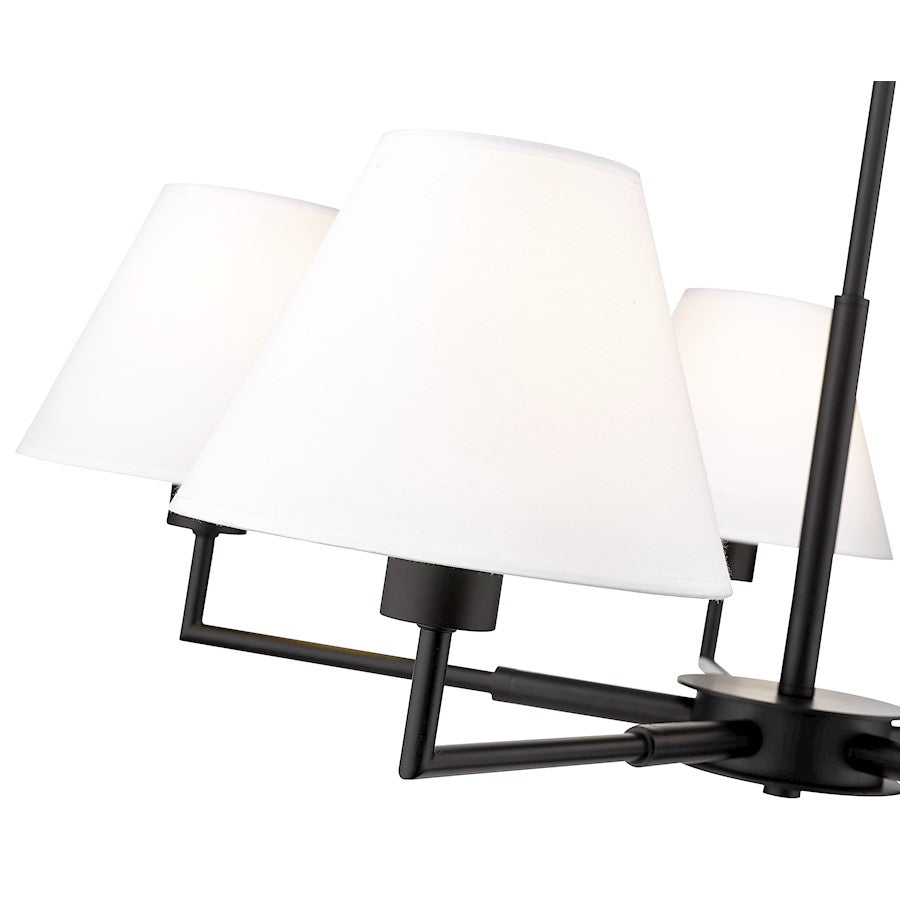 5 Light 34" Chandelier, Matte Black