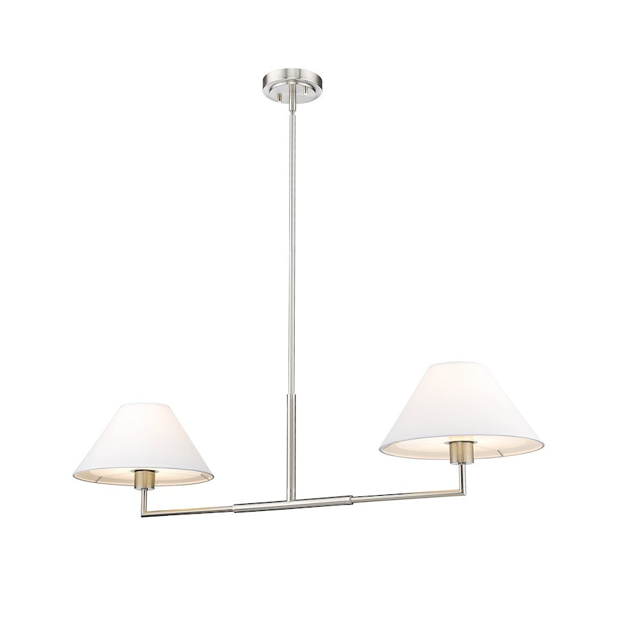 2 Light 42" Chandelier, Brushed Nickel