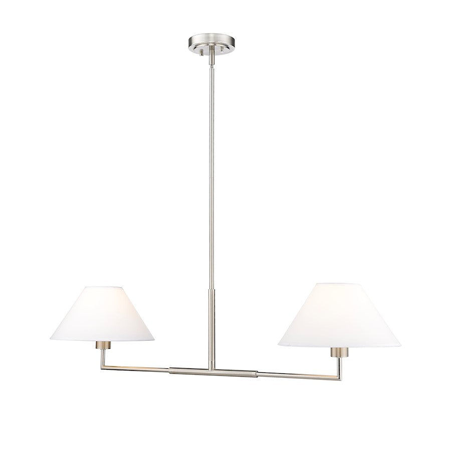 2 Light 42" Chandelier, Brushed Nickel