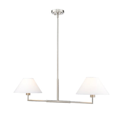 2 Light 42" Chandelier, Brushed Nickel