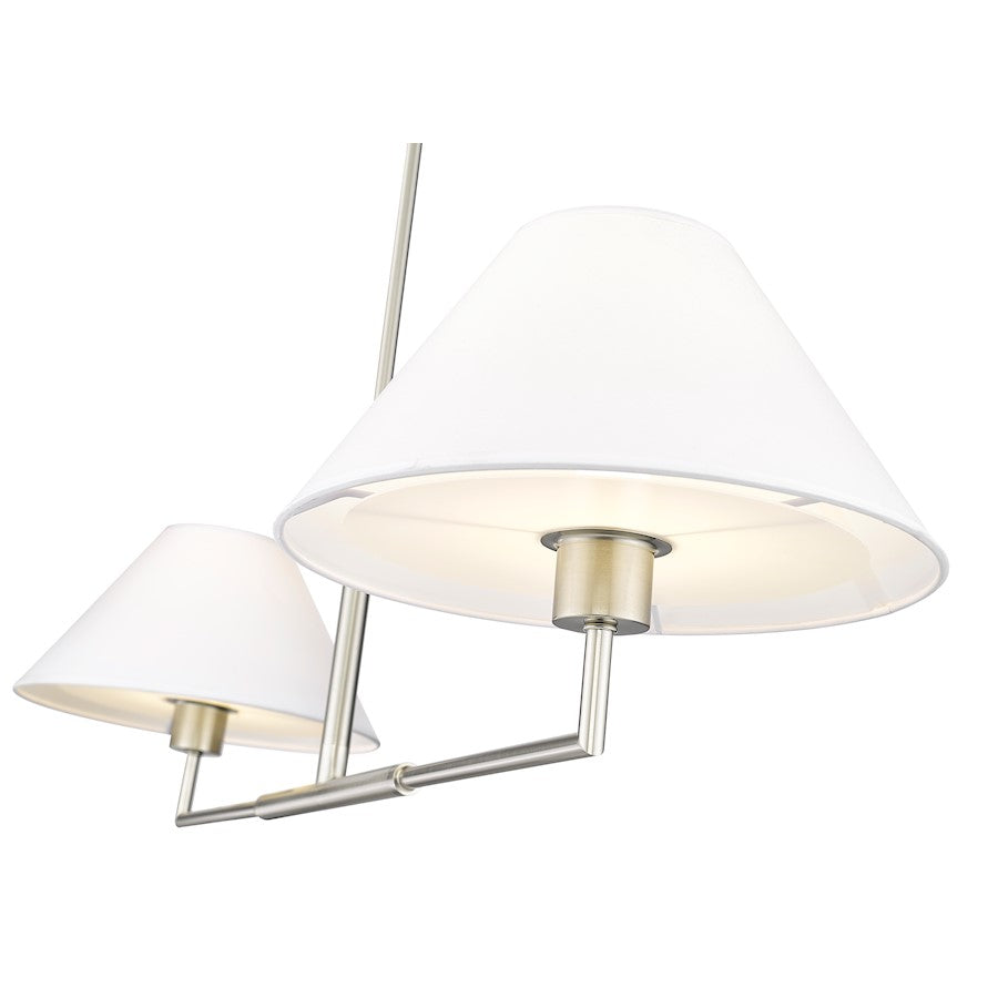 2 Light 42" Chandelier, Brushed Nickel