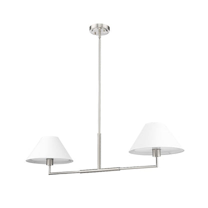 2 Light 42" Chandelier, Brushed Nickel