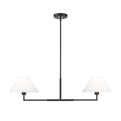 Z-Lite Leila 2 Light 42" Chandelier, Matte Black/White Linen - 744-42L-MB