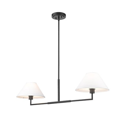 2 Light 42" Chandelier, Matte Black