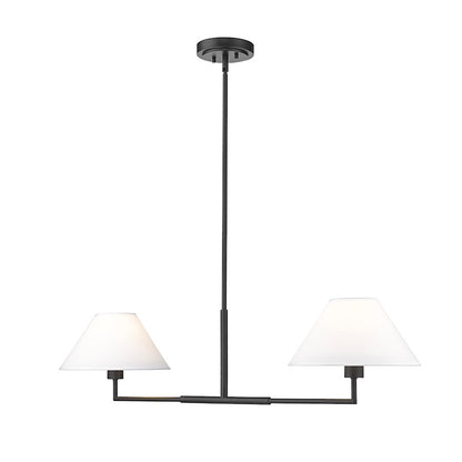 2 Light 42" Chandelier, Matte Black