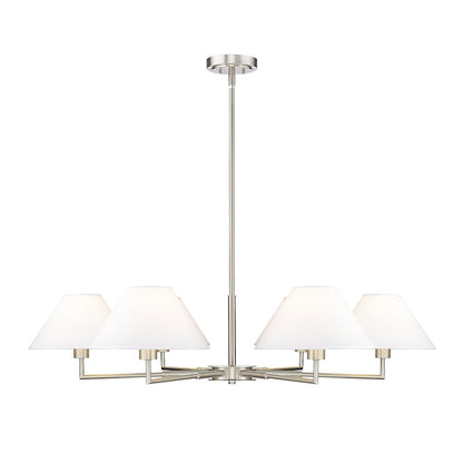 Z-Lite Leila 6 Light 44" Chandelier, Brushed Nickel/White Linen - 744-44R-BN