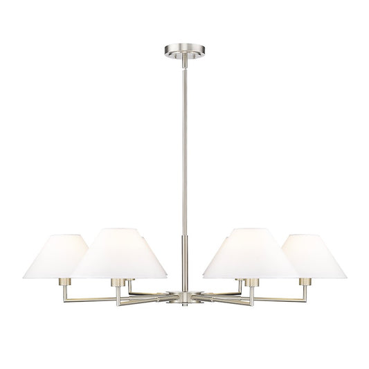 Z-Lite Leila 6 Light 44" Chandelier, Brushed Nickel/White Linen - 744-44R-BN