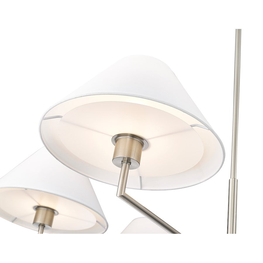 6 Light 44" Chandelier, Brushed Nickel