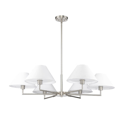 6 Light 44" Chandelier, Brushed Nickel