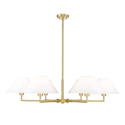 Z-Lite Leila 6 Light 44" Chandelier, Luxe Gold/White Linen - 744-44R-LG