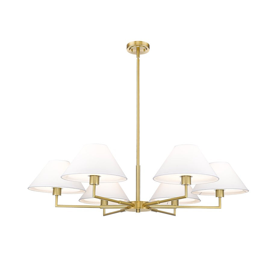 6 Light 44" Chandelier, Luxe Gold