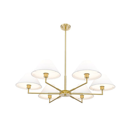 6 Light 44" Chandelier, Luxe Gold