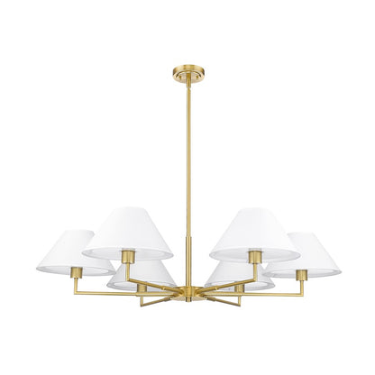 6 Light 44" Chandelier, Luxe Gold