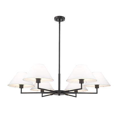 6 Light 44" Chandelier, Matte Black