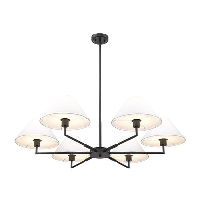 6 Light 44" Chandelier, Matte Black