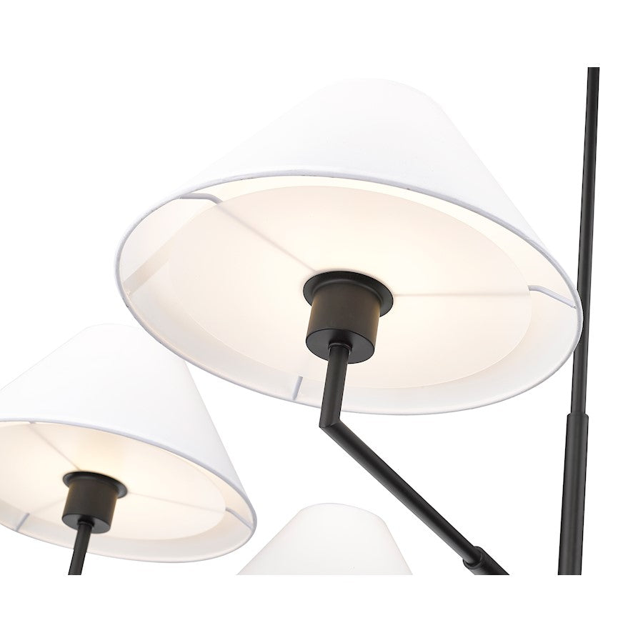 6 Light 44" Chandelier, Matte Black